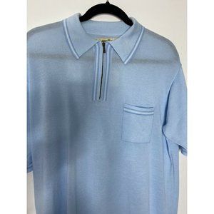 Tommy Bahama CoolPlus Men's Large 1/4 Zip Short Sleeve Blue Sweater Shirt
